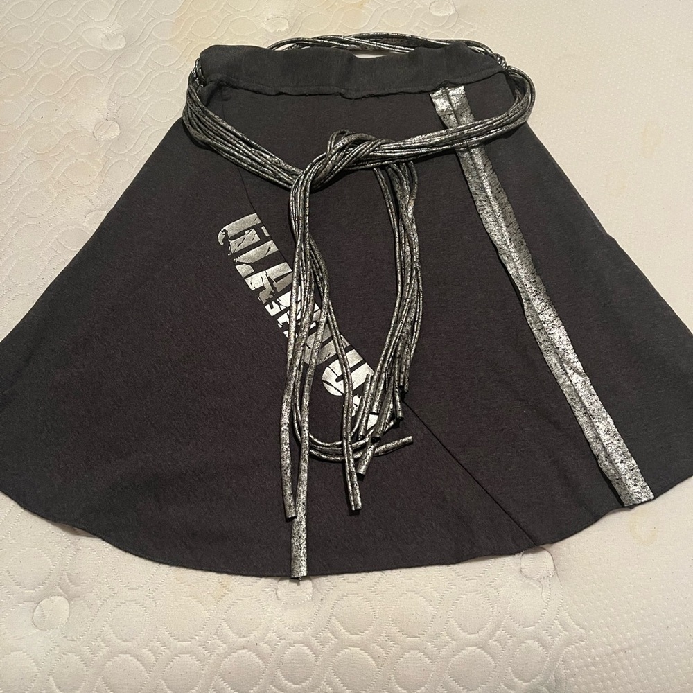 Gray Mini A-Line Skirt with Asymmetrical Tie Front for Casual Night Out